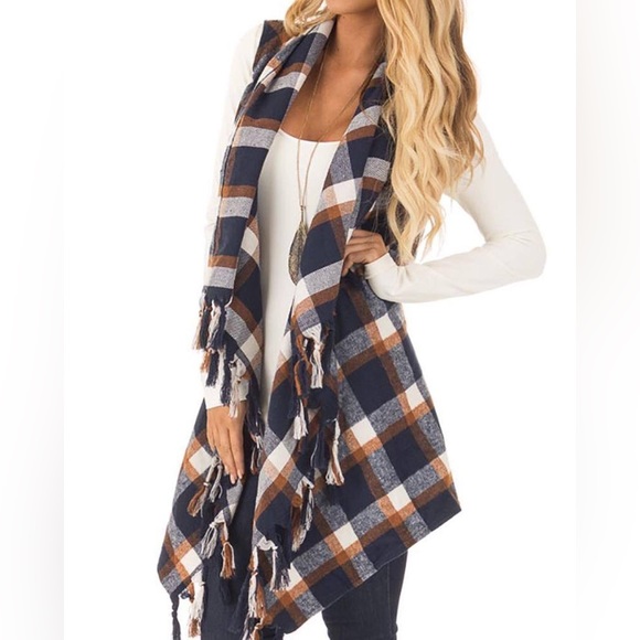 easel Jackets & Coats Blue Plaid Easel Vest Poshmark